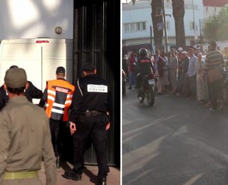 لحظة وصول نقابيوا سيارات الأجرة المعتقلين إلى المحكمة الابتدائية بالمحمدية واستقبالهم بالتصفيقات