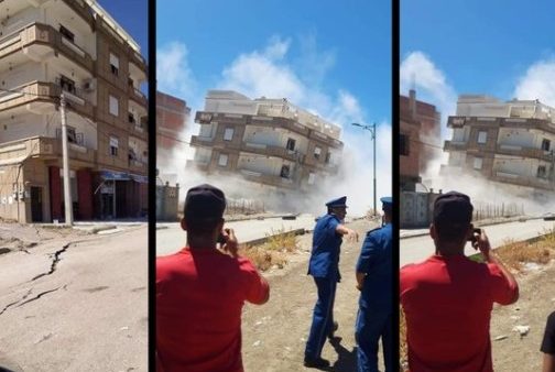 بالفيديو والصور …مشاهد مروعة لتشقق أراضي وانهيار منازل من عدة طوابق بسبب زلزال بالجزائر