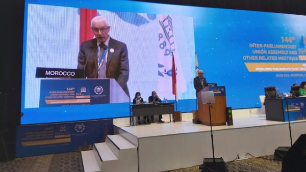 تدخل راشـــيد الطالبي العلمي رئيس مجلس النواب باسم برلمان المملكة المغربية في الدورة 144 للجمعية العامة للاتحاد البرلماني الدولي
