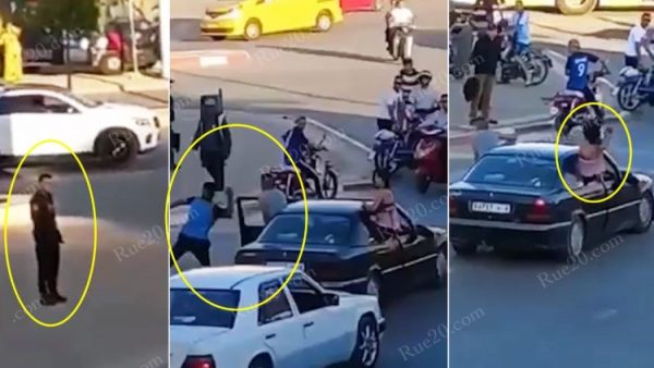 وجدة ” …صعاليك ” وبراهيش ”  يخرجون من سيارة ويهاجمون شرطي بدون سبب