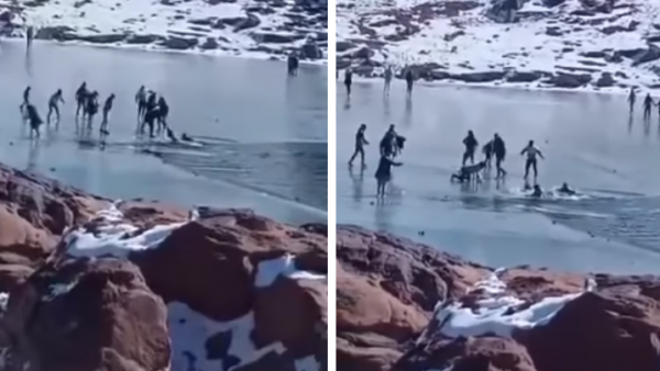 أوكايمدن ….بحيرة متجمدة تبتلع 4 زوار ( فيديو)