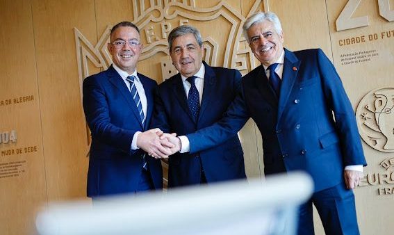 رؤساء الجامعات الكروية في كل من البرتغال .المغرب واسبانيا يدعمون ملف الترشيح لكاس العالم 2030