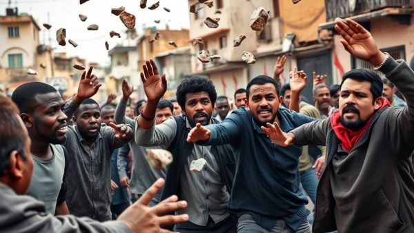 رعــ ـب وهلــ ـع  في مطاردات بالحجارة بين مغاربة وأفارقة بعين حرودة  (المدينة الجديدة زناتة )