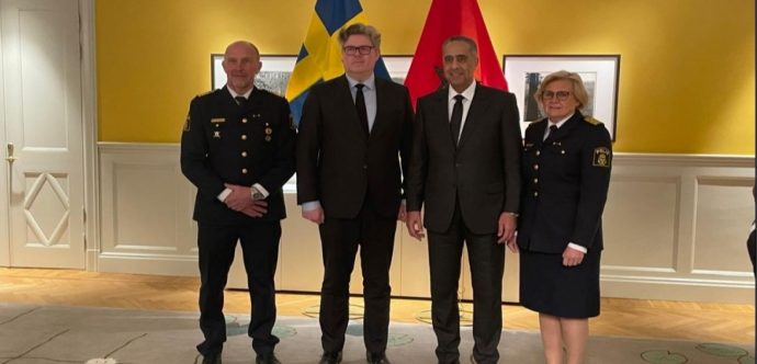 المدير العام للأمن الوطني المغربي يجري لقاءات مع  وزير العدل ومسؤولين أمنيين بالسويد