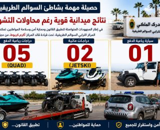 السوالم الطريفية ….تدخلات هامة لرجال الدرك الملكي لحماية المصطافين تسفر عن حجز مجموعة من المركبات البحرية ( صور )