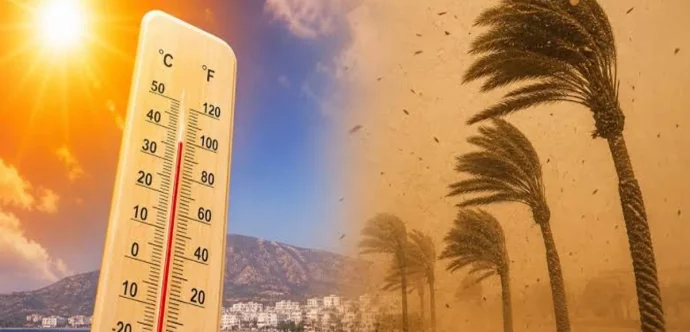 نشرة إندارية ….درجات حرارة تتراوح بين 40 و44 درجة ورياح عاصفية  بعدد من المناطق