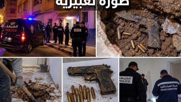 طنجة : العثور على مسدس وخراطيش مدفونة داخل حمام منزل ببني مكادة